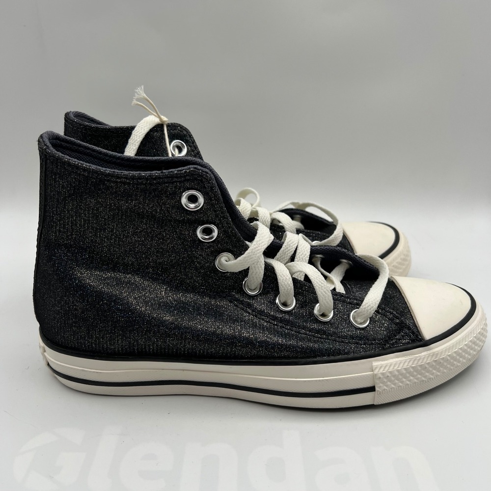 Converse Chuck Taylor All Star Womens 9.5 Black Metallic High Top Sneakers